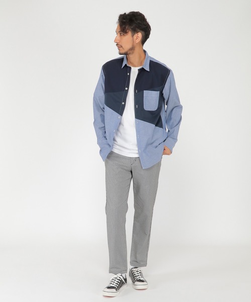 ikka（イッカ）の「オックス切り替えシャツ（シャツ/ブラウス・メンズ・ホワイト/ネイビー・S/M/L/XL）」の8枚目の写真