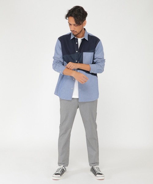 ikka（イッカ）の「オックス切り替えシャツ（シャツ/ブラウス・メンズ・ホワイト/ネイビー・S/M/L/XL）」の18枚目の写真