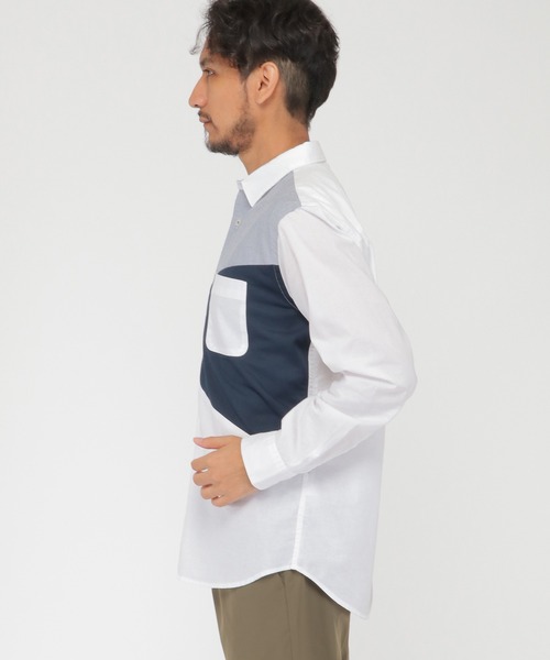 ikka（イッカ）の「オックス切り替えシャツ（シャツ/ブラウス・メンズ・ホワイト/ネイビー・S/M/L/XL）」の13枚目の写真