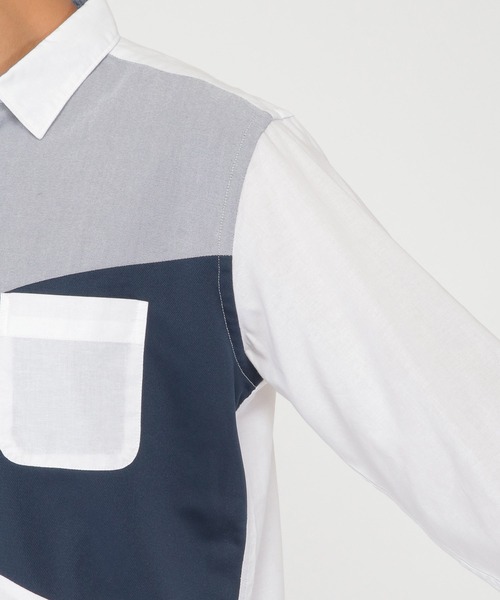 ikka（イッカ）の「オックス切り替えシャツ（シャツ/ブラウス・メンズ・ホワイト/ネイビー・S/M/L/XL）」の5枚目の写真