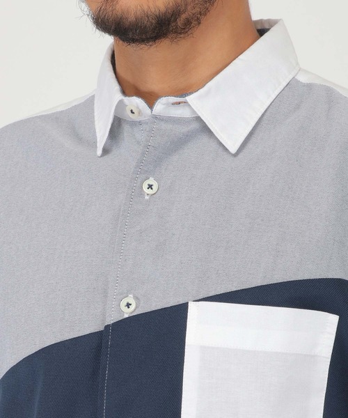 ikka（イッカ）の「オックス切り替えシャツ（シャツ/ブラウス・メンズ・ホワイト/ネイビー・S/M/L/XL）」の11枚目の写真