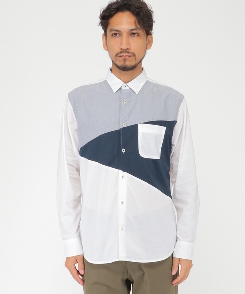 ikka（イッカ）の「オックス切り替えシャツ（シャツ/ブラウス・メンズ・ホワイト/ネイビー・S/M/L/XL）」の9枚目の写真