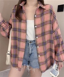 【豊富なカラー展開】チェック柄長袖シャツ