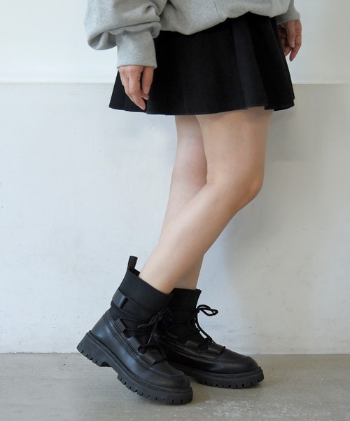 sango（sango）の「ソックスレースアップトラックソールブーツ（ブーツ・レディース・ブラック・S/M/3L/LL/L）」の18枚目の写真