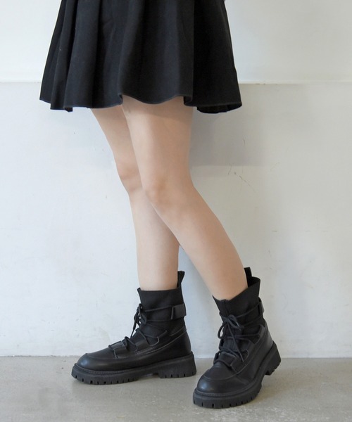 sango（sango）の「ソックスレースアップトラックソールブーツ（ブーツ・レディース・ブラック・S/M/3L/LL/L）」の10枚目の写真