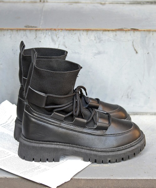 sango（sango）の「ソックスレースアップトラックソールブーツ（ブーツ・レディース・ブラック・S/M/3L/LL/L）」の8枚目の写真