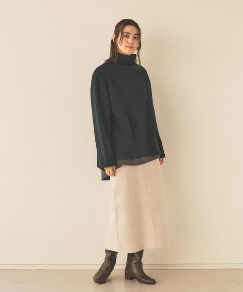 abahouse mavie(アバハウスマヴィ)の「ミニブークレ袖釦フレアニット(ニット/セーター・レディース・ダークグリーン/ダークベージュ/アイボリー・フリー)」の18枚目の写真