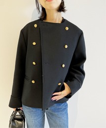 IENA LA BOUCLE メルトンクルーネックショートW前ブルゾン◆