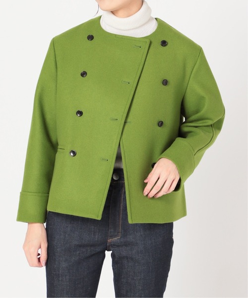 IENA LA BOUCLE メルトンクルーネックショートW前ブルゾン◇（ノー