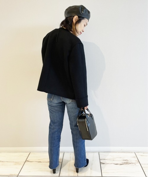 IENA LA BOUCLE(イエナラブークル)の「IENA LA BOUCLE メルトンクルーネックショートW前ブルゾン◆(ノーカラーコート・レディース・グリーン/ブラック・FREE)」の17枚目の写真