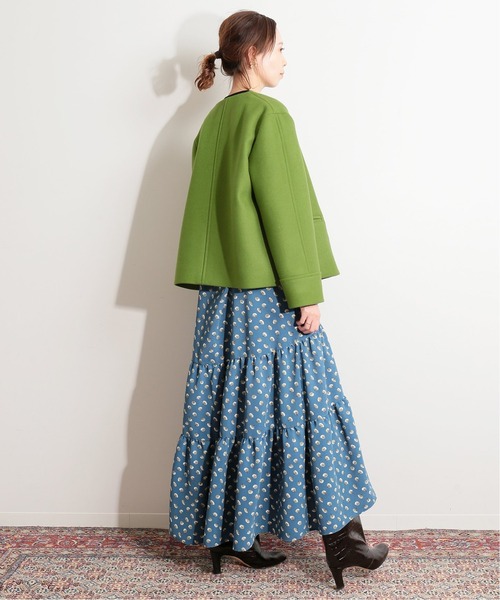 IENA LA BOUCLE(イエナラブークル)の「IENA LA BOUCLE メルトンクルーネックショートW前ブルゾン◆(ノーカラーコート・レディース・グリーン/ブラック・FREE)」の13枚目の写真