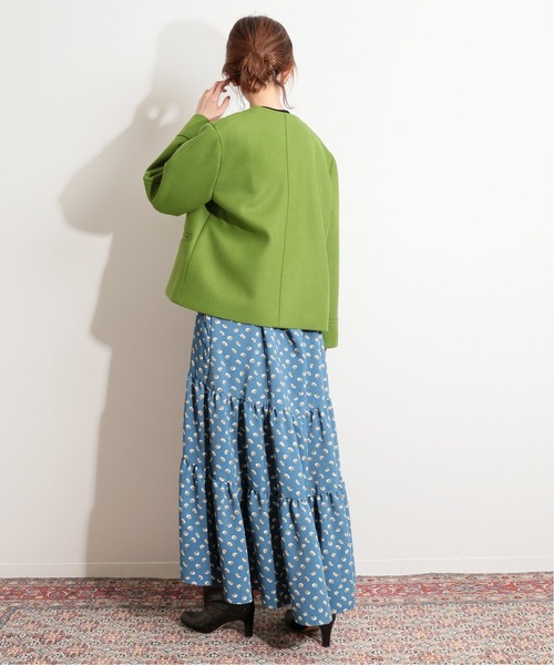 IENA LA BOUCLE(イエナラブークル)の「IENA LA BOUCLE メルトンクルーネックショートW前ブルゾン◆(ノーカラーコート・レディース・グリーン/ブラック・FREE)」の19枚目の写真