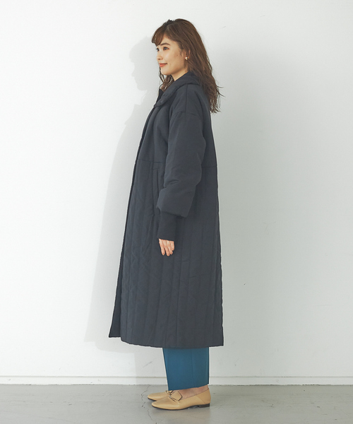 abahouse mavie（アバハウスマヴィ）の「キルティング2WAYロングコート（ダウンジャケット/コート・レディース・カーキ/ブラック/アイボリー・フリー）」の12枚目の写真