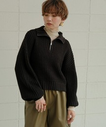 Bab | ジップアップクロップドバルキーニット(ニット/セーター)