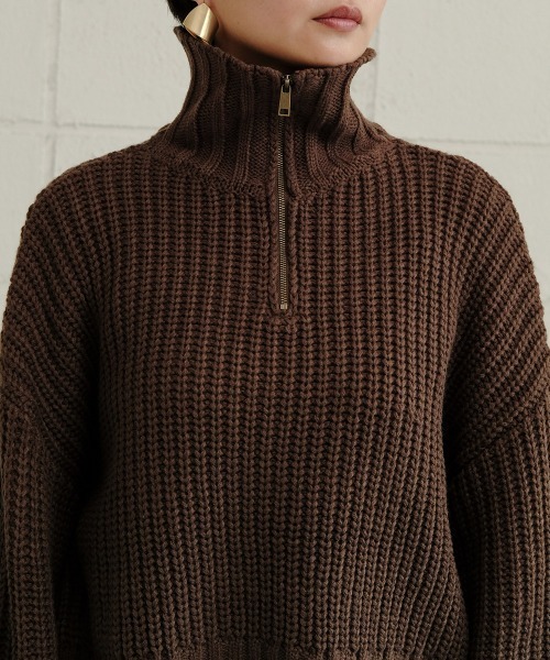 Bab（バブ）の「ジップアップクロップドバルキーニット（ニット/セーター・レディース・ブラック/ブラウン/グレー系その他・M）」の22枚目の写真