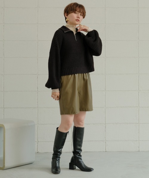 Bab（バブ）の「ジップアップクロップドバルキーニット（ニット/セーター・レディース・ブラック/ブラウン/グレー系その他・M）」の12枚目の写真