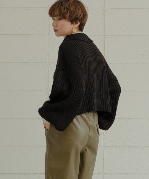 Bab（バブ）の「ジップアップクロップドバルキーニット（ニット/セーター・レディース・ブラック/ブラウン/グレー系その他・M）」の15枚目の写真