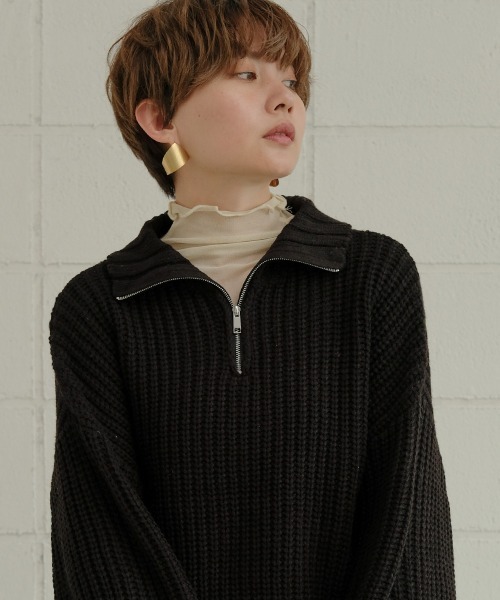 Bab（バブ）の「ジップアップクロップドバルキーニット（ニット/セーター・レディース・ブラック/ブラウン/グレー系その他・M）」の16枚目の写真