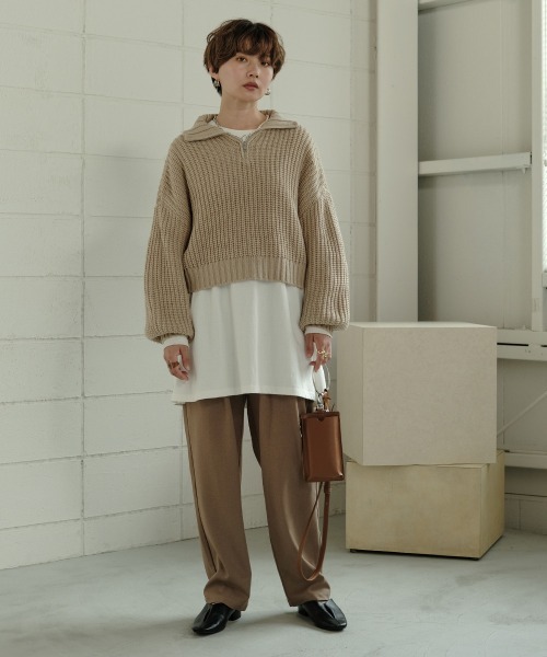 Bab（バブ）の「ジップアップクロップドバルキーニット（ニット/セーター・レディース・ブラック/ブラウン/グレー系その他・M）」の8枚目の写真