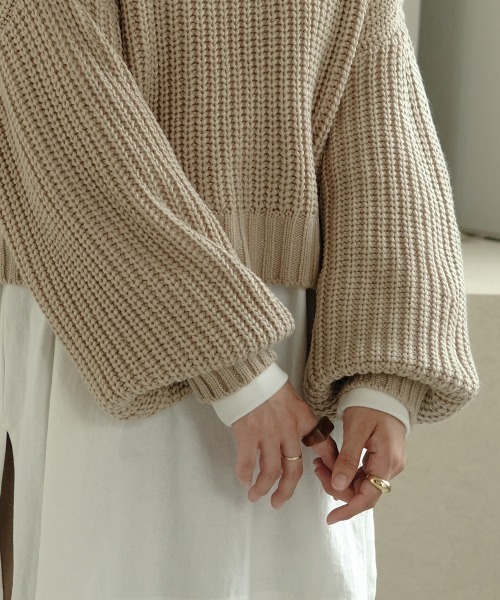 Bab（バブ）の「ジップアップクロップドバルキーニット（ニット/セーター・レディース・ブラック/ブラウン/グレー系その他・M）」の9枚目の写真