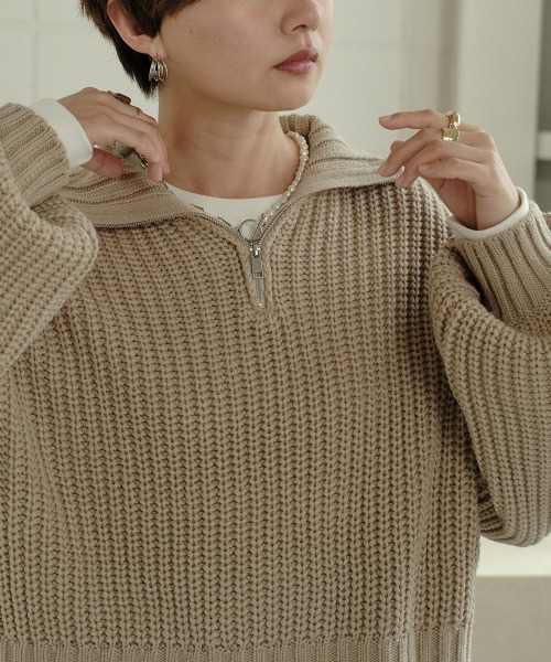 Bab（バブ）の「ジップアップクロップドバルキーニット（ニット/セーター・レディース・ブラック/ブラウン/グレー系その他・M）」の11枚目の写真