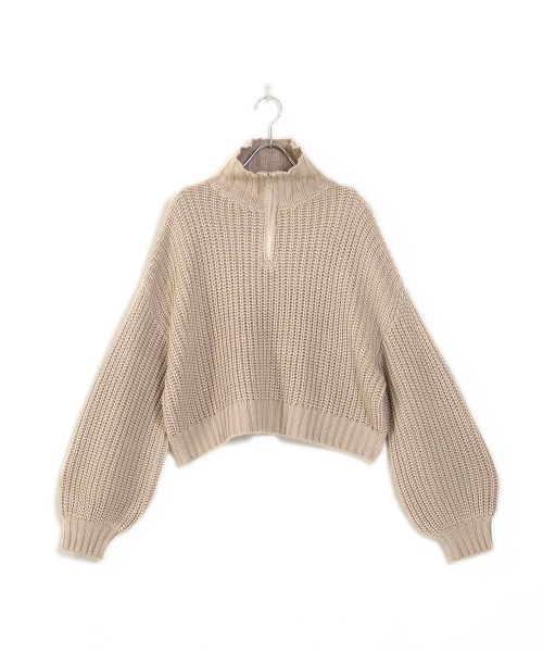 Bab（バブ）の「ジップアップクロップドバルキーニット（ニット/セーター・レディース・ブラック/ブラウン/グレー系その他・M）」の4枚目の写真