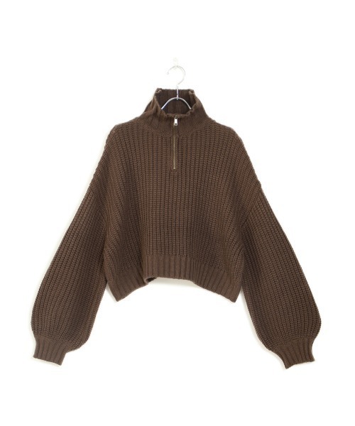 Bab（バブ）の「ジップアップクロップドバルキーニット（ニット/セーター・レディース・ブラック/ブラウン/グレー系その他・M）」の5枚目の写真