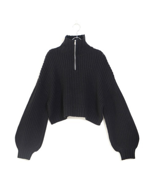 Bab（バブ）の「ジップアップクロップドバルキーニット（ニット/セーター・レディース・ブラック/ブラウン/グレー系その他・M）」の6枚目の写真