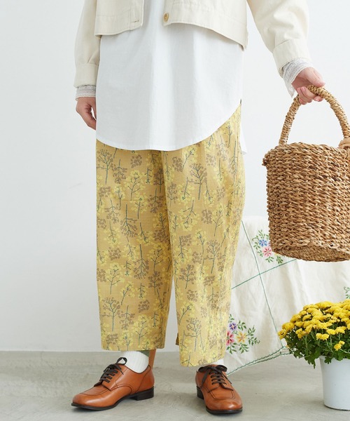chambre de charme(シャンブルドゥシャーム)の「cdc 菜の花畑ギンガムプリント パンツ(その他パンツ・レディース・イエロー/ブルー・FREE)」の1枚目の写真