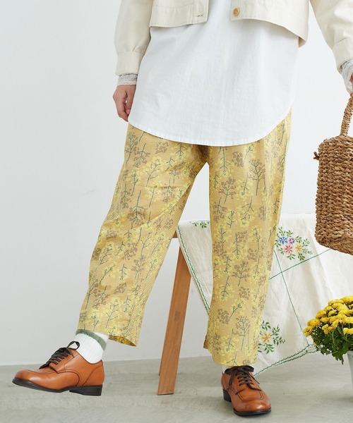 chambre de charme(シャンブルドゥシャーム)の「cdc 菜の花畑ギンガムプリント パンツ(その他パンツ・レディース・イエロー/ブルー・FREE)」の6枚目の写真