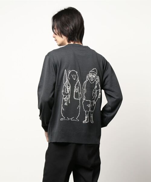 チチカカ(チチカカ)の「【ユニセックス】おじさん&クマニットプルオーバー(ニット/セーター・メンズ・チャコールグレー/カラフル・MEDIUM/LARGE)」の5枚目の写真