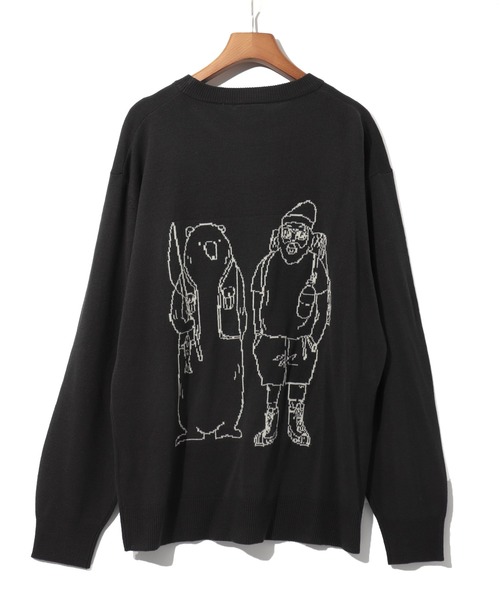 チチカカ(チチカカ)の「【ユニセックス】おじさん&クマニットプルオーバー(ニット/セーター・メンズ・チャコールグレー/カラフル・MEDIUM/LARGE)」の16枚目の写真