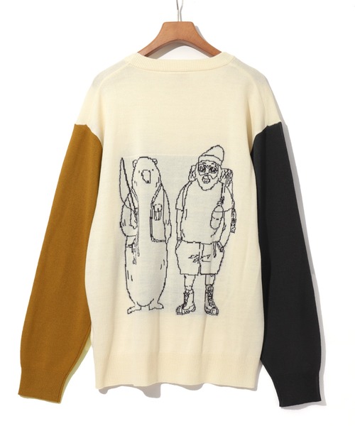 チチカカ(チチカカ)の「【ユニセックス】おじさん&クマニットプルオーバー(ニット/セーター・メンズ・チャコールグレー/カラフル・MEDIUM/LARGE)」の15枚目の写真