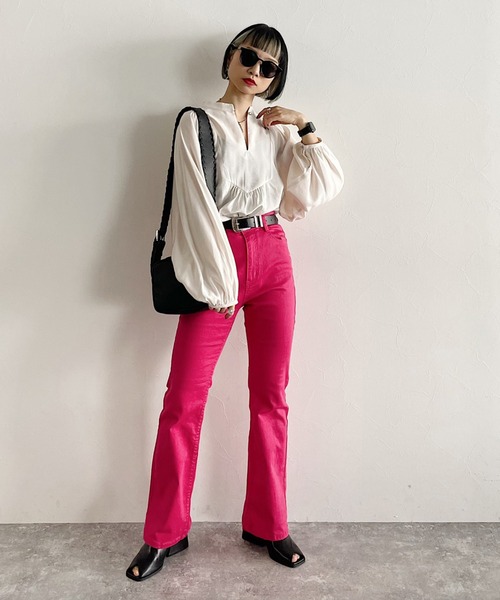 PAGEBOY（ページボーイ）の「スクエアパッチボリュームブラウス（シャツ/ブラウス・レディース・ブラック/ブルー/オフホワイト/グレイッシュベージュ・FREE）」の6枚目の写真