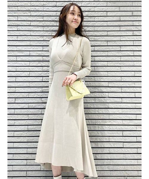 MERCURYDUO（マーキュリーデュオ）の「ビスチェセットリブニットワンピース（ワンピース・レディース・ブラック/ミント/ベージュ・FREE）」の3枚目の写真