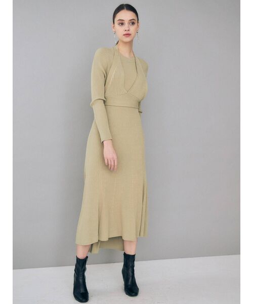 MERCURYDUO（マーキュリーデュオ）の「ビスチェセットリブニットワンピース（ワンピース・レディース・ブラック/ミント/ベージュ・FREE）」の7枚目の写真