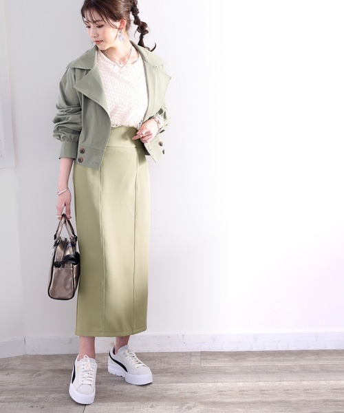 セール】華奢魅え。ハイウエストバックスリットロングスカート