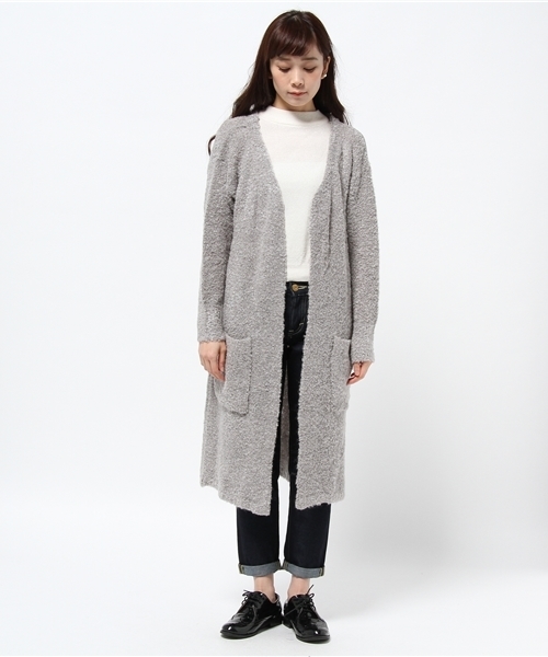 DISCOAT（ディスコート）の「【Discoat】ブークレロングニットコート（カーディガン/ボレロ・レディース・アイボリー/グレー/ネイビー・ﾌﾘ-）」の10枚目の写真