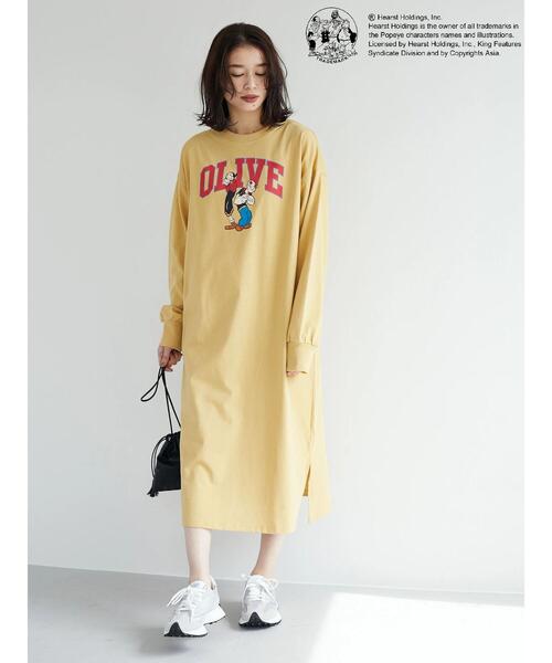 Green　Parks（グリーンパークス）の「OLIVEプリントカットワンピース（ワンピース・レディース・ベージュ/イエロー・FREE）」の3枚目の写真