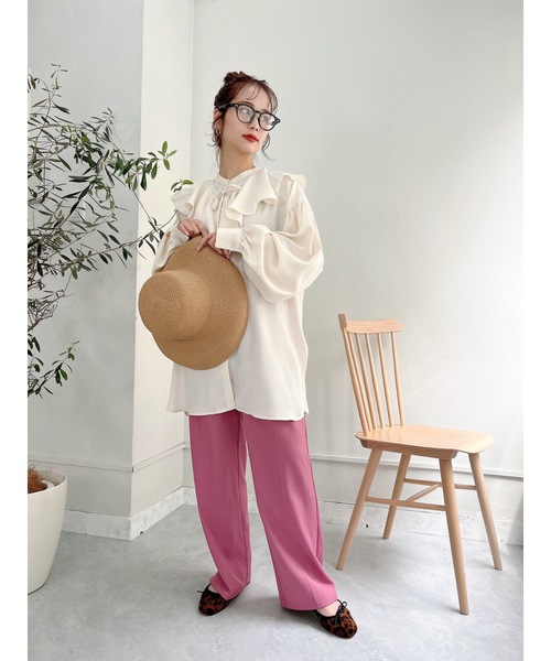 JUMELLE（ジュメロ）の「ラッフルカラーブラウス（シャツ/ブラウス・レディース・ベージュ・FREE）」の14枚目の写真