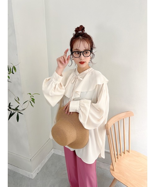 JUMELLE（ジュメロ）の「ラッフルカラーブラウス（シャツ/ブラウス・レディース・ベージュ・FREE）」の11枚目の写真