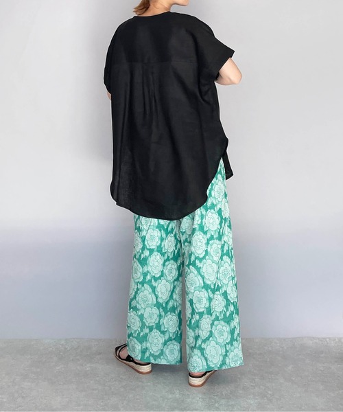 PICCIN（ピッチン）の「フレンチリネンチュニック（シャツ/ブラウス・レディース・ブラック/オフホワイト/カーキ/ブルー系その他/グレイッシュベージュ・M/L）」の18枚目の写真