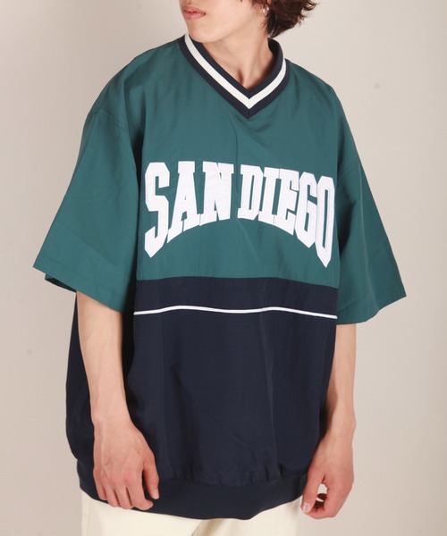 WESTSEA（ウエストシー）の「半袖Vネック　ナイロンプルオーバー　/ブロークコア（ナイロンジャケット・メンズ・ネイビー/オフホワイト/ブルーグリーン/ブルー系その他2/イエロー/パープル系その他/イエロー系その他/ブラック/ブルー系その他・M/L）」の4枚目の写真