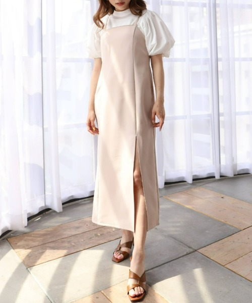 moment+（モーメントプラス）の「カットジョーゼットスリットキャミワンピース（ワンピース・レディース・ブラック/アイボリー/グレイッシュベージュ/ブラウン/チャコールグレー・S/M/L）」の18枚目の写真