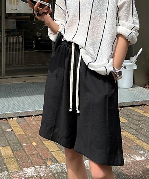 chuclla(チュクラ)の「リラックスストレートショーツ je-101 chw22s143(その他パンツ・レディース・ブラック/アイボリー・S/M/L)」の7枚目の写真