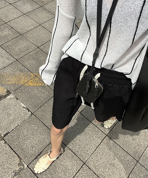 chuclla(チュクラ)の「リラックスストレートショーツ je-101 chw22s143(その他パンツ・レディース・ブラック/アイボリー・S/M/L)」の5枚目の写真
