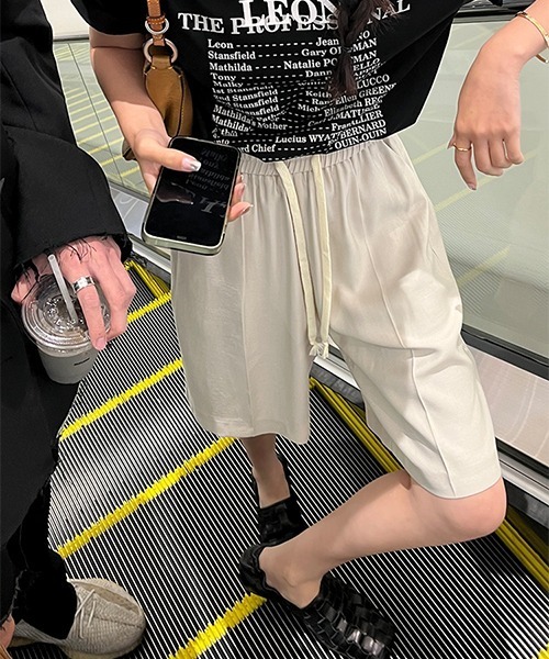 chuclla(チュクラ)の「リラックスストレートショーツ je-101 chw22s143(その他パンツ・レディース・ブラック/アイボリー・S/M/L)」の4枚目の写真