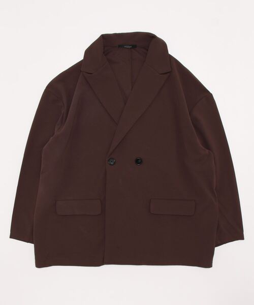 Bling Leads（ブリングリーズ）の「★ Bling Leads★梨地ルーズダブルテーラード（テーラードジャケット・レディース・ブラック/ブラウン/ベージュ/グレイッシュベージュ・FREE）」の3枚目の写真