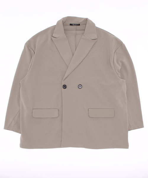 Bling Leads（ブリングリーズ）の「★ Bling Leads★梨地ルーズダブルテーラード（テーラードジャケット・レディース・ブラック/ブラウン/ベージュ/グレイッシュベージュ・FREE）」の4枚目の写真