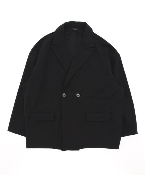 Bling Leads（ブリングリーズ）の「★ Bling Leads★梨地ルーズダブルテーラード（テーラードジャケット・レディース・ブラック/ブラウン/ベージュ/グレイッシュベージュ・FREE）」の2枚目の写真